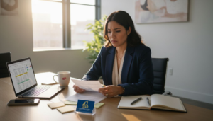 Concerned employee at desk after medical leave