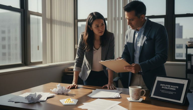 Employees discussing discrimination at work