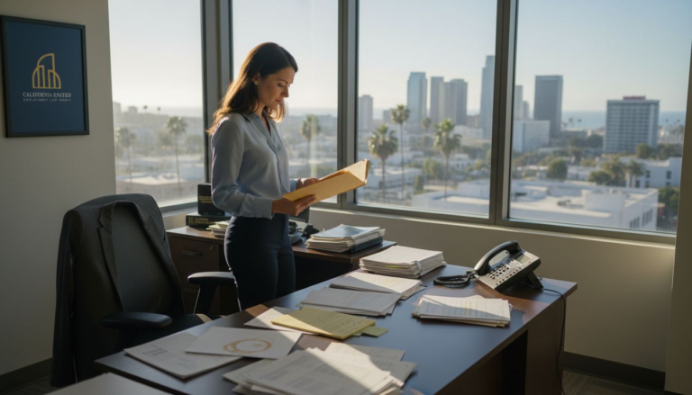 Santa Monica office scene with professional woman