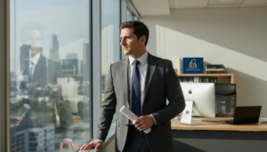 Delivery driver checking orders street level