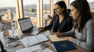 Disney Burbank office employees reviewing salary data