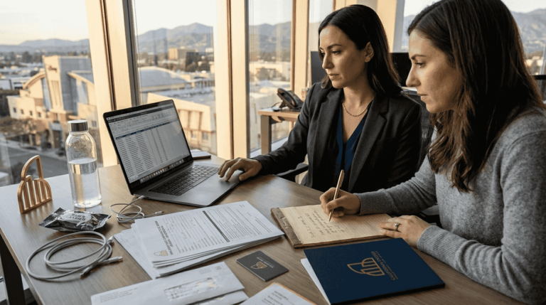 Disney Burbank office employees reviewing salary data