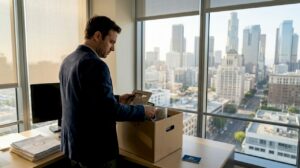 Employee packing box after termination in office