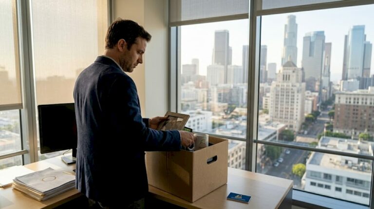 Employee packing box after termination in office