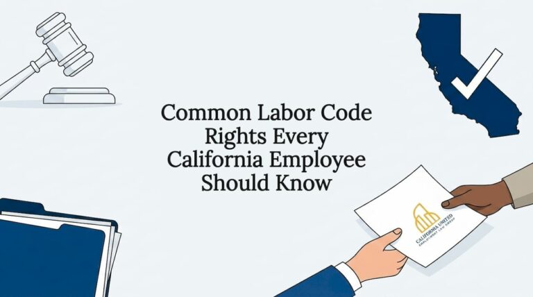 Decorative title card with legal and workplace icons