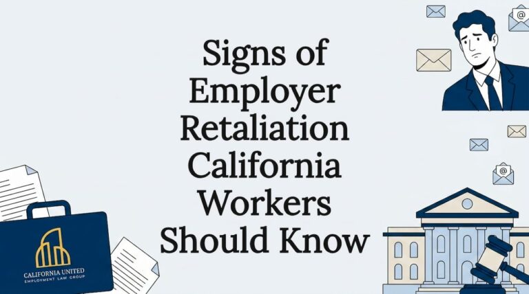 Decorative legal workplace retaliation title card illustration