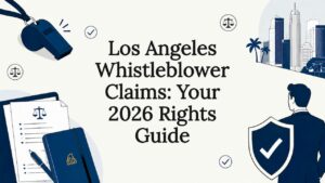 Decorative legal whistleblower title card illustration