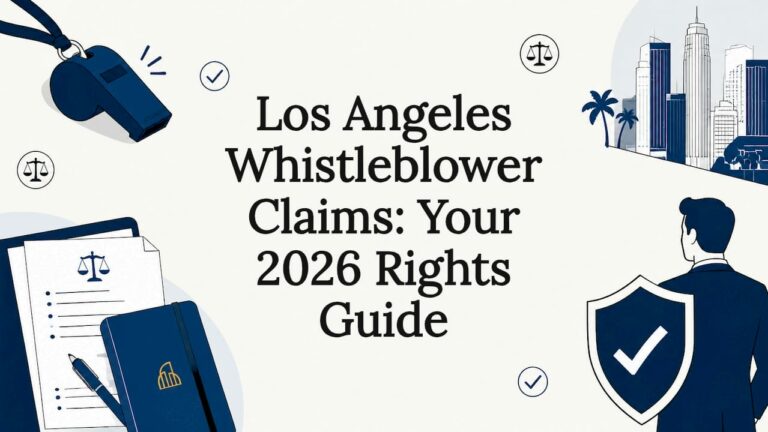 Decorative legal whistleblower title card illustration