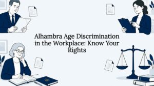 Decorative title card illustration with legal and age themes