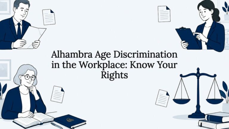 Decorative title card illustration with legal and age themes