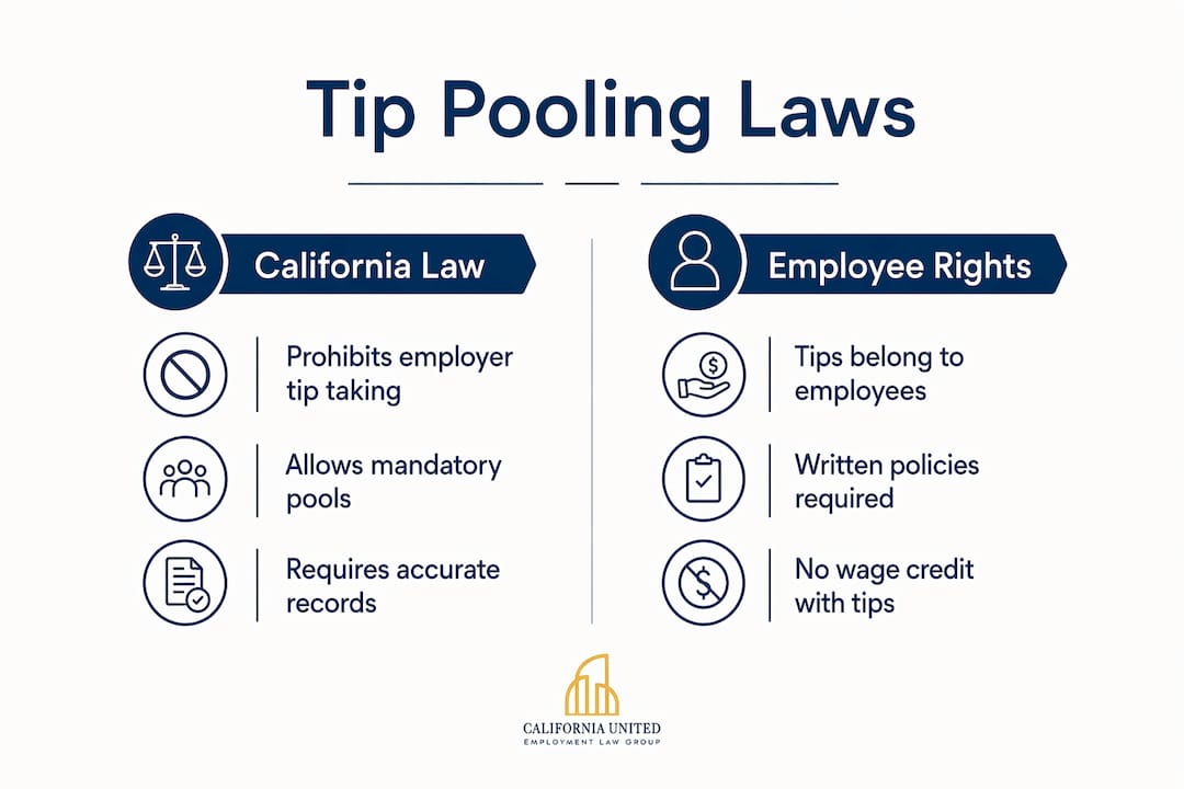 Infographic showing tip pooling legal overview with key points