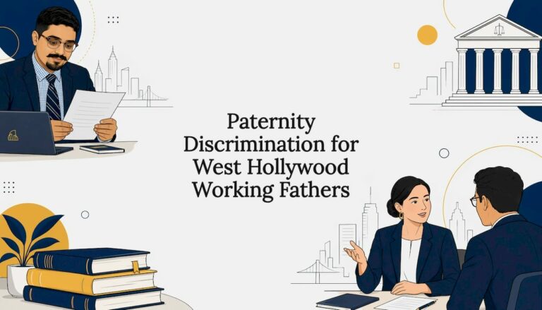 Decorative title card illustration with legal and family themes