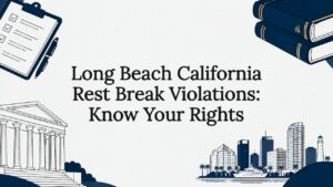 Decorative title card illustration with legal elements