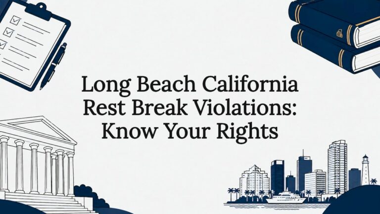 Decorative title card illustration with legal elements