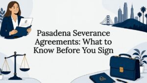 Decorative title card illustration for severance agreements article