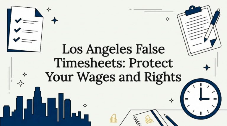 Decorative title card illustration with legal and time theme