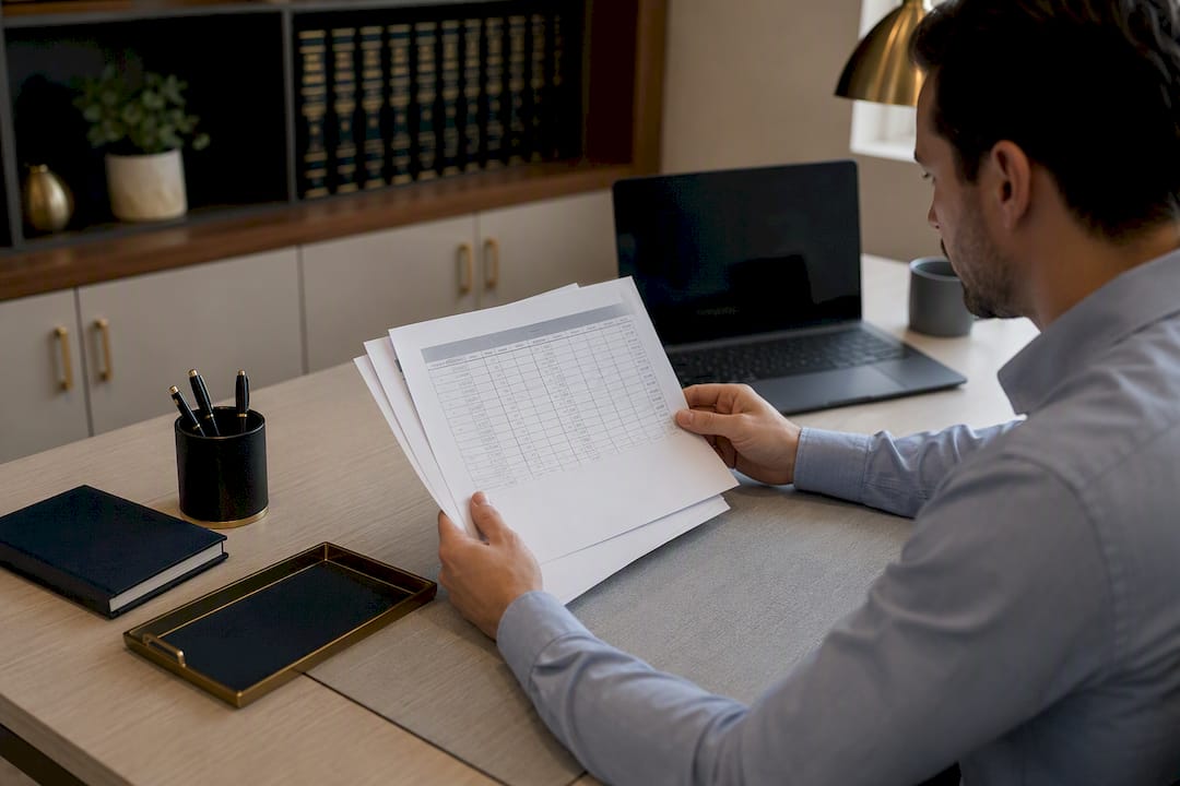 Office desk with dark screen and work tools