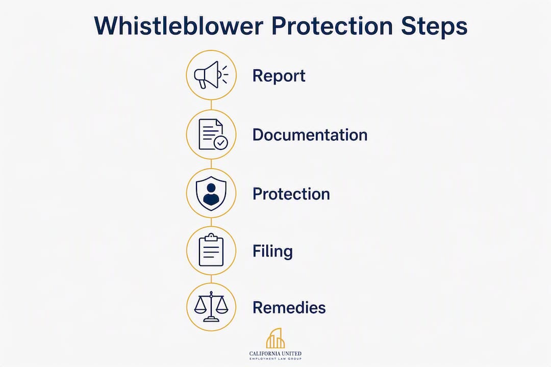 Infographic showing whistleblower protection steps