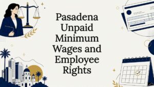 Decorative illustration of legal themes in Pasadena wage article