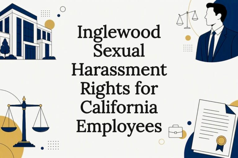 Decorative title card illustration for California employment sexual harassment law article