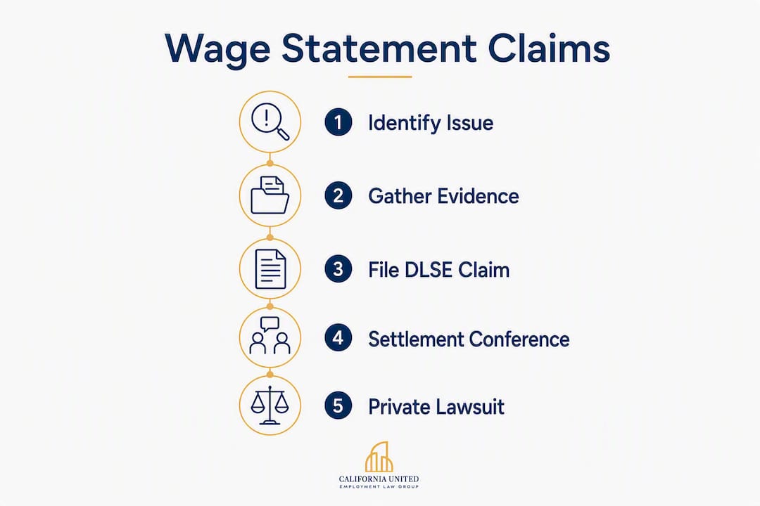 Infographic showing wage statement claim process steps
