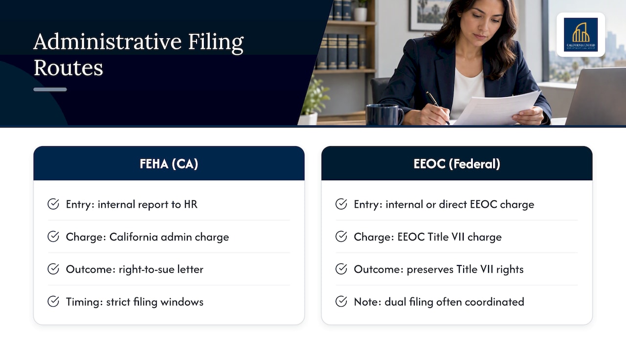 FEHA and EEOC filing route comparison