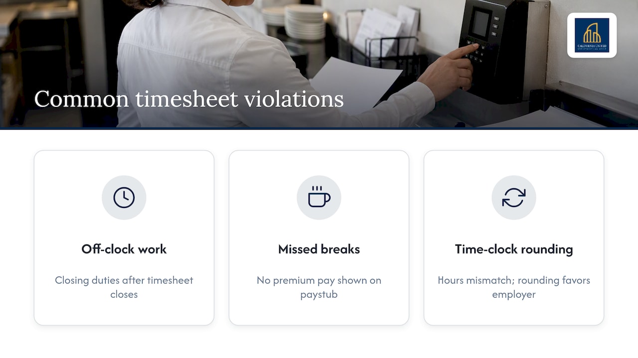 Common timesheet violations in Alhambra workplaces — overview diagram