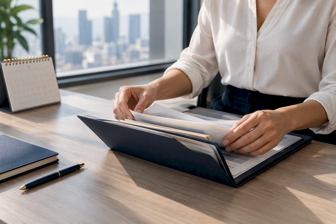 Employee organizing personal pay records