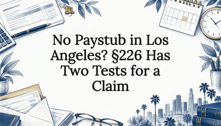 Paystub law title card with payroll sketches