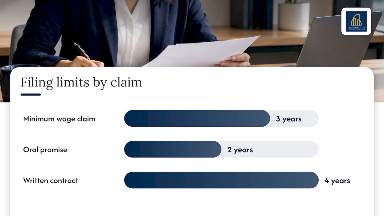 Comparison of wage claim filing time limits